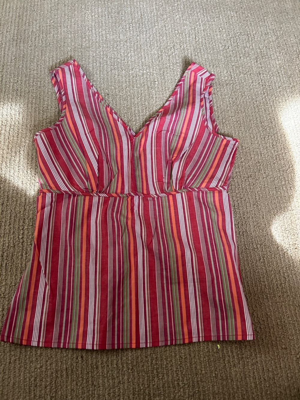 St. John's Bay Pink Striped V-Neck Tank Top